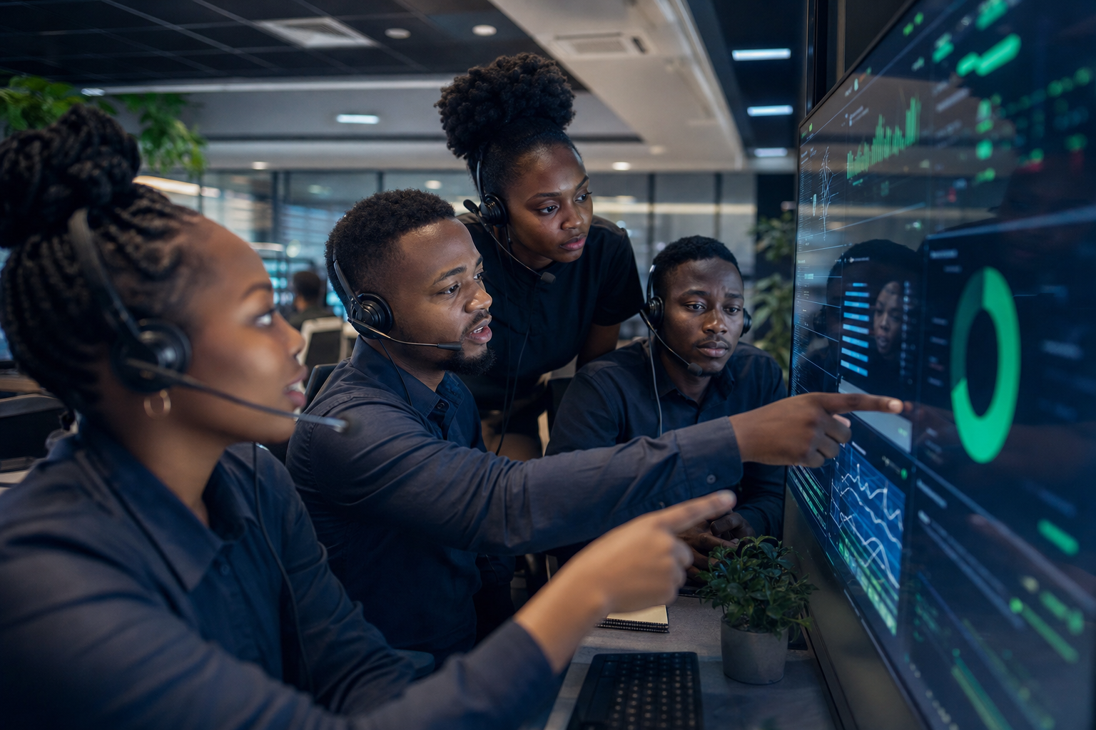 Support team supervising AI conversations in the contact center