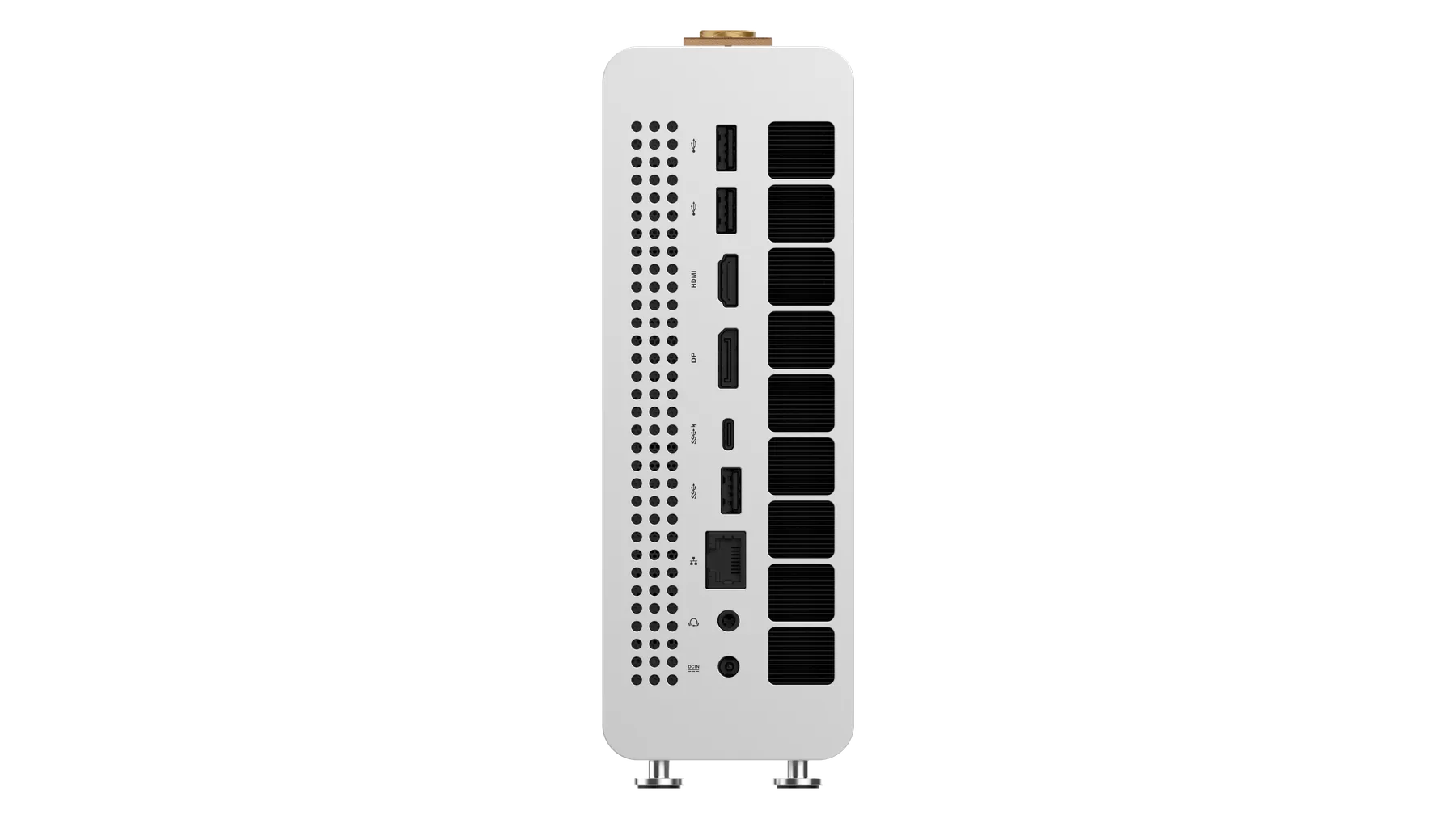 Mini PC rear view showing ports and connectivity
